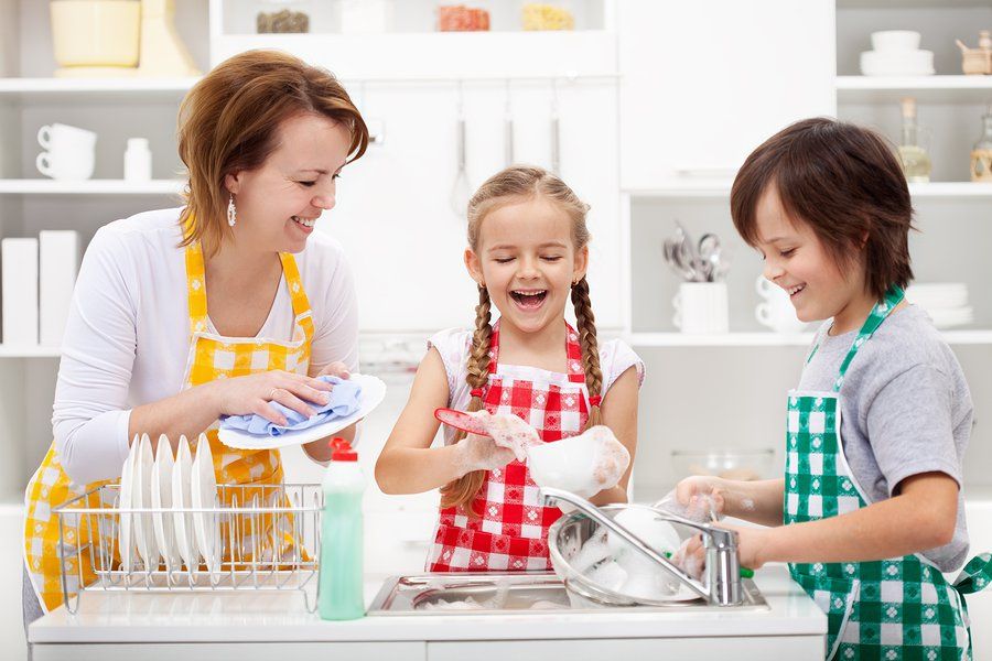 children doing chores